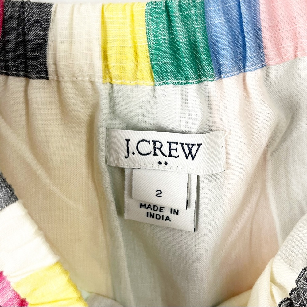 J. CREW Factory 100% Cotton Multicolored Striped Lined On Off Shoulder Dress 2 - Picture 3 of 8